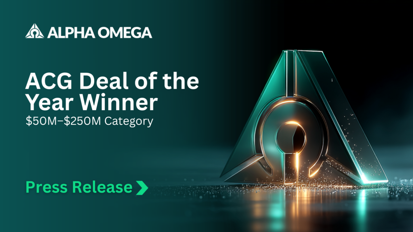 Alpha Omega ACG Deal of the Year Award winner press release graphic